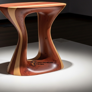 Mesa Auxiliar de Madera Maciza de Cedro con Diseño de Reloj de Arena, Moderna y Hecha a Mano, para el Hogar y Hoteles de Diseño - Product Image 4