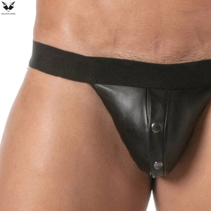 Premium Quality Minimalist Design with Snap Closure <b>Black</b> Color Sexy PU Body <b>Harness</b> Underwear Design Durable Leather Jocks - Product Image 6