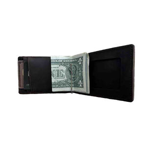 Clip para billetes de alta calidad, estilo vintage, con bloqueo RFID, de cuero genuino Crazy Horse, venta al por mayor, económico, con logotipo personalizable para hombre. - Product Image 1