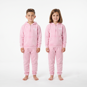 Custom Printed Kids Acid Wash Half Zip <b>Hoodie</b> Tracksuit Regular Fit Cotton Jogger Set Unisex Casual Sportswear - Product Image 4
