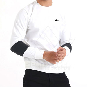 <b>Men's</b> <b>White</b> Raglan Sleeve Pullover <b>Sweatshirt</b> Crew Neck Regular Fit Solid Color Casual Knitted Cotton Autumn Wear - Product Image 2