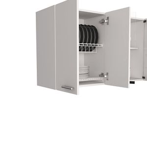 Oceana 150 White Wall Double Door Cabinet <b>for</b> <b>Kitchen</b> Featuring Four Interior Glass <b>Shelves</b> - Product Image 4