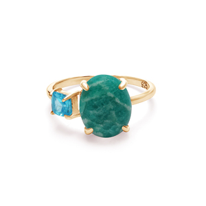 Minimalist <b>925</b> Sterling <b>Silver</b> <b>Ring</b> With Oval Jade & Square Blue Topaz Gemstone Prong Setting Everyday Wear Unisex Fine Jewelry - Product Image 5