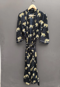 Bata Kimono con Estampado de Dibujos Animados para Mujer, de Algodón Suave, Camisón de Verano Hecho a Mano, ODM, Cuello en V, Cintura Elástica, Largo hasta la Rodilla - Product Image 2