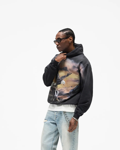 Sudadera con Capucha Gráfica Extra Grande Personalizada OEM para Hombre, de Algodón Grueso, Estilo Vintage Lavado, Streetwear - Product Image 5
