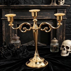 Luxury Gold Metal Three Pillar Candle Holder Stand Modern Decorative Piece Ideal For Dining <b>Table</b> Festive And Event Decoration - Product Image 5