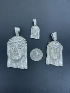 Pendentif Tête de Jésus Hip Hop en Moissanite Véritable, Argent Sterling 925, Luxe, Certifié Religieux - Product Image 6