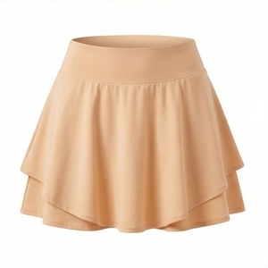 Women's <b>Elastic</b> Waist A-Line Mini <b>Skirt</b> Solid Color Flared Ruffles Knitted Spandex Polyester Soft Style All Seasons - Product Image 1