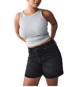 Nouveau design, shorts en jean respirants pour femmes, taille haute, élastique large, style vintage - Product Image 1