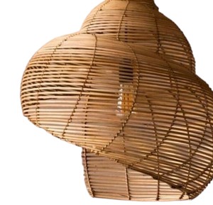 Abat-jour en rotin artisanal écologique, luminaire suspendu tissé, lustre bohème, lampe suspendue pour chambre à coucher, hôtel - Product Image 3