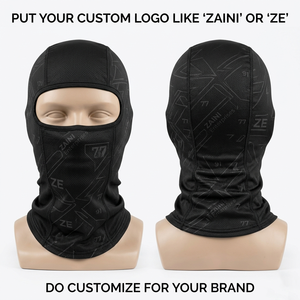 Balaclava en polyester et élasthanne respirant 280 GSM, design à panneaux noir et gris, logo personnalisé par sublimation et transfert thermique, balaclava pour le cou - Product Image 5