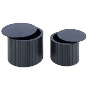 2-Piece <b>Nested</b> MDF Coffee <b>Table</b> Set Black Living Room/Lounge Area Furniture - Product Image 5