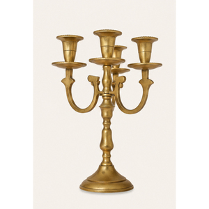 Candelabro de Metal Dorado de 5 Brazos, Portavelas de Metal, Centro de Mesa Vintage para Bodas, Eventos, Hoteles, Mesas de Comedor y Hogar - Product Image 1