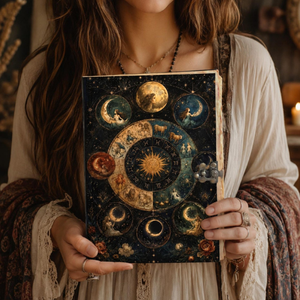 Diario de Cuero con Diseño del Zodíaco Celestial, Libro de Sombras Gótico Personalizado, Libro de Hechizos de Brujería, Cuaderno de Astrología - Product Image 4