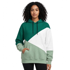 Sweat à capuche color block pour femme, pull en polaire, sweat-shirt à patchwork diagonal, hauts à manches longues décontractés, streetwear unisexe personnalisé - Product Image 1