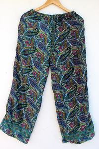 Nouvel arrivage de pantalons indiens en soie palazzo imprimés à la main design de bourgeon décontracté avec broderie pour vêtements de nuit - Product Image 6