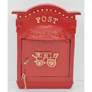 Boîte aux lettres robuste rouge, revêtement de qualité supérieure, pour jardin, fixation murale, style antique, abordable, pour décorations de Noël et de fêtes. - Product Image 2