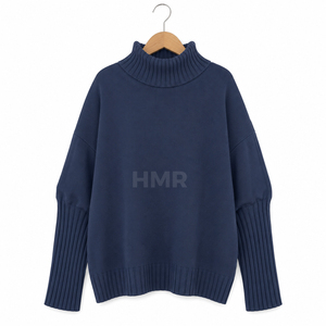 Suéter de Cuello Alto Acrílico de la Hermandad HMR, Color Sólido, 100% Lana, Manga Larga, Diseño Corto, Tejido de Punto - Product Image 5