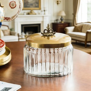 Set Of 2 Metal And Glass <b>Containers</b> With Tray For Dry Fruits Candies Chocolate <b>Storage</b> And Stylish <b>Kitchen</b> Essentials Use - Product Image 4