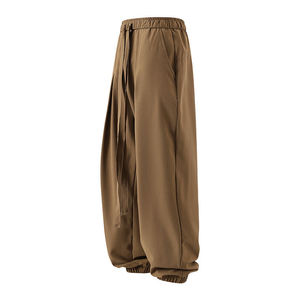 Men Loose Harem <b>Jogger</b> Pants Extra Long Drawstring Elastic Waist Side Pockets <b>Cuffed</b> Ankle Street Casual Work Trousers - Product Image 4