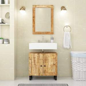 Juego de Muebles de Baño Medianos en Madera de Mango Sólida Color Marrón - Product Image 1