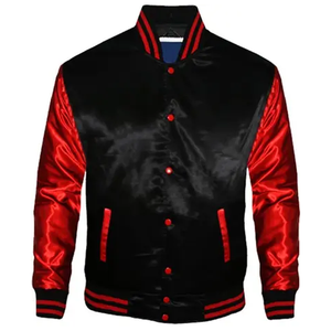 Nouvelle veste bomber universitaire en laine bleu roi et cuir noir, col montant, style universitaire, design streetwear, logo frontal - pour l'hiver - Product Image 2