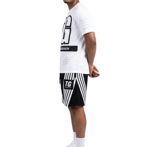 Men Streetwear Cotton T-shirt and Shorts <b>Set</b> Two Piece Casual Summer Outfit Printed Sportswear Tracksuit Custom OEM Manufacturer - Product Image 5
