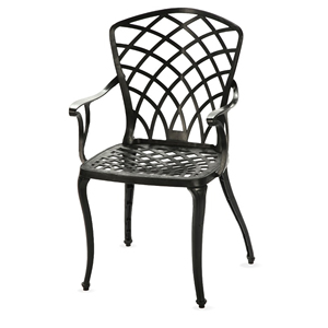 Lot de 2 chaises de bistrot avec grand dossier Chaises de patio en métal tout temps pour terrasse de jardin Jardin Bronze Treillis Weave Design - Product Image 2