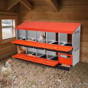 Nidi Metallici Protettivi a 2 Livelli per Galline, 10 Scomparti, Nuovi Nidi in Acciaio con Coperchi per la Raccolta delle Uova - Product Image 2