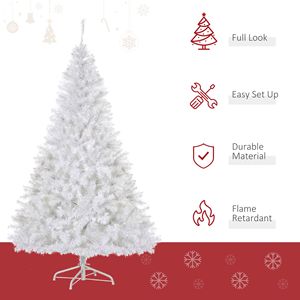Albero di Natale in PVC Bianco Pre-Illuminato da 1,8 m con 250 Luci LED Bianco Caldo e Supporto in Metallo per Decorazioni Domestiche - Product Image 4