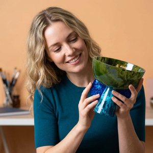 Handmade Polished Eco-Friendly Resin <b>Bowl</b> Green <b>Blue</b> Glazed Classic Design Food Serving Dish Gifting Use - Product Image 6