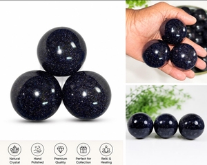 Large Blue Crystal <b>Ball</b> <b>Sphere</b> Gemstone Specimen Polished Feng Shui Home Decoration by Ruhi Agate - Product Image 2