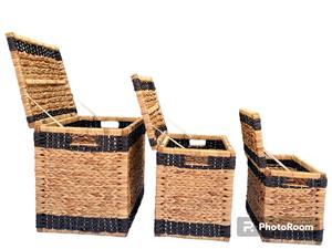 Eco-Friendly Set of 3 Purple Handwoven Seagrass & Water Hyacinth Storage <b>Baskets</b> - Product Image 5