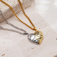 YWXS Meilleur collier magnétique en forme de cœur pour couple, or et argent, 2 pièces, collier polyvalent et tendance pour homme en acier inoxydable