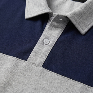 Polo Personalizado para Hombre con Bloques de Color en el Pecho, Gris Jaspeado, Algodón Piqué Transpirable, Manga Corta, para Golf, Verano - Product Image 4