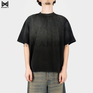 Camiseta Oversize de Algodón Pesado con Efecto Desgastado y Teñido, Estilo Urbano Vintage, Venta al por Mayor, OEM - Product Image 2