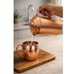 Juego de Jarra y Taza de Cobre para Bienestar, Jarra Decorativa de Cobre con Vaso a Juego en Venta - Product Image 1