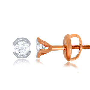 <b>Rose</b> <b>Gold</b> Diamond <b>Stud</b> <b>Earrings</b> Round Cut Lab-grown White Diamonds Luxury Women's Everyday Wear Jewelry - Product Image 3