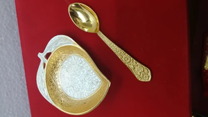 Cuenco decorativo de lujo chapado en oro con cuchara, elegante cuenco metálico para servir frutos secos, ideal para el hogar, cenas y regalos. - Product Image 3