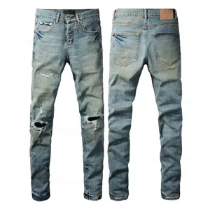 Pantalon en jean déchiré streetwear pour homme, coupe slim - Product Image 1