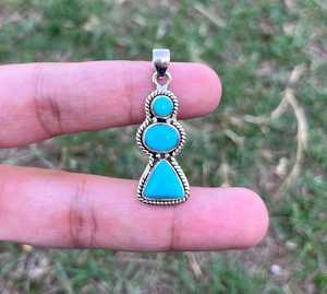 Pendentif en argent sterling 925 avec turquoise naturelle multi-formes et 3 pierres précieuses pour femmes, vente en gros de bijoux fins - Product Image 6