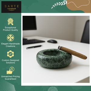 New Stock Arrival High Quality Indoor/Outdoor Tabletop Use Modern Hand Carved Luxury Green <b>Marble</b> Ashtrays Ash Catchers Polished - Product Image 3