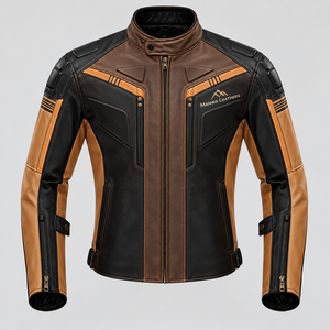 เสื้อแจ็คเก็ตมอเตอร์ไซค์หนังแท้ผู้ชาย Manwa Leathers แบบ Color Blocked กันลม สำหรับขี่รถแข่ง - Product Image 2