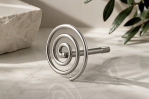 Butée de porte spirale en acier inoxydable au design moderne, support de porte à fixation au sol, butée de seuil pour porte en bois d'entrée - Product Image 3