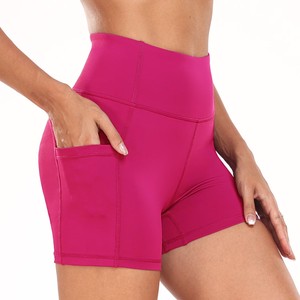 <b>Women's</b> High Waist <b>White</b> Sporty <b>Shorts</b> With Pockets Quick Dry Knitted Elastic Waist Regular Fit Solid Color - Product Image 4