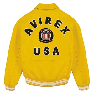 Chaqueta de Cuero Amarilla de Estilo Vintage para Hombre Avirex, Talla Grande, Ecológica y Transpirable para Invierno con Logotipo Personalizado - Product Image 2