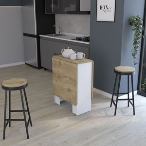 Tavolo da Pranzo Pieghevole Bianco/Macadamia, Design Compatto Salvaspazio per Soggiorni - Product Image 5