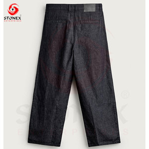 Jean en denim noir pour homme, coupe large, décontracté, style streetwear, en coton, mode moderne, vente en gros, personnalisable - Product Image 6