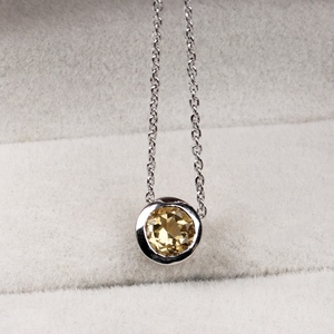 Wholesale 925 Sterling Silver Natural Round Yellow Citrine Bezel Solitaire Pendant Memoria Jewels - Product Image 4