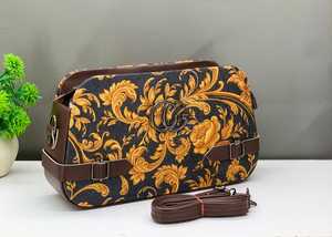 Elegant Leather Floral <b>Embroidered</b> Satchel <b>Bag</b> with Pearl & Beading and Cross Body Strap for Evening Party - Product Image 3